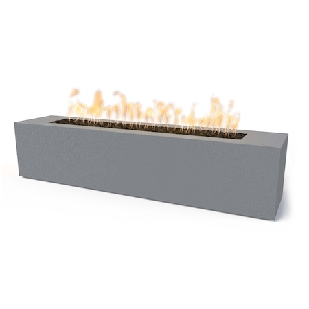 The Outdoor Plus 72 Rectangular Carmen Fire Pit, Powder Coated Metal, Spark Ignition w/Flame Sense, Nat. Gas OPT-CRMPC7216FSEN-SLV-NG
